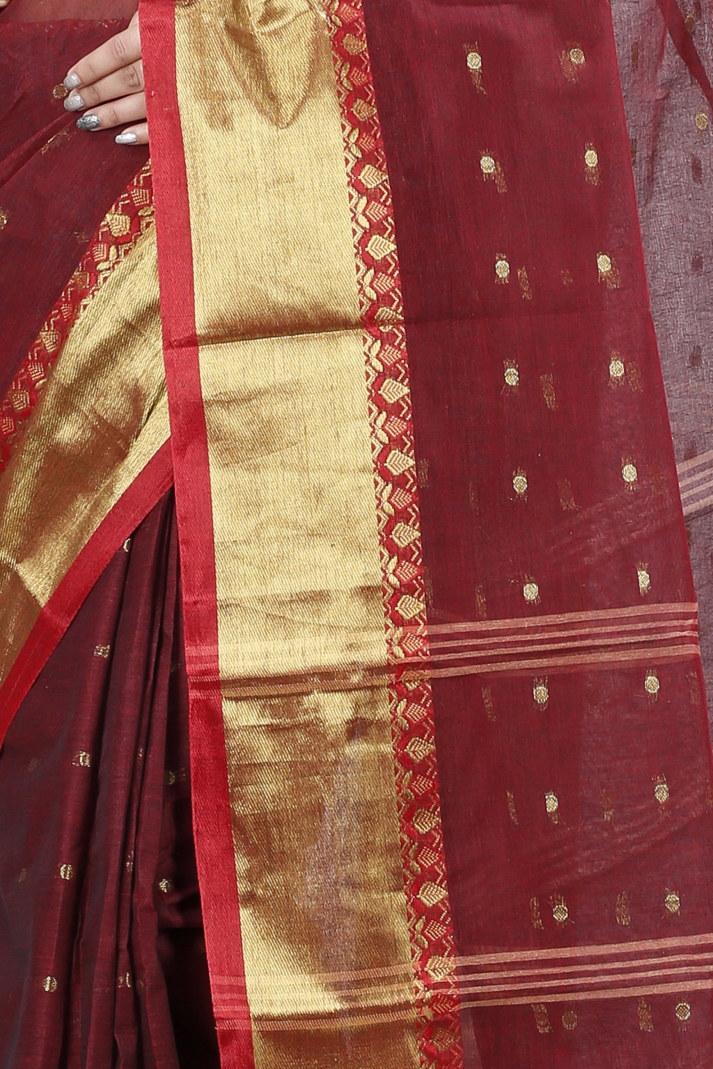 Brown Pure Cotton JoriPar Tant Saree (5173)